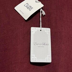 Elena Baldi 100% Linen Blouse Short Flounce Sleeve Burgundy Size L